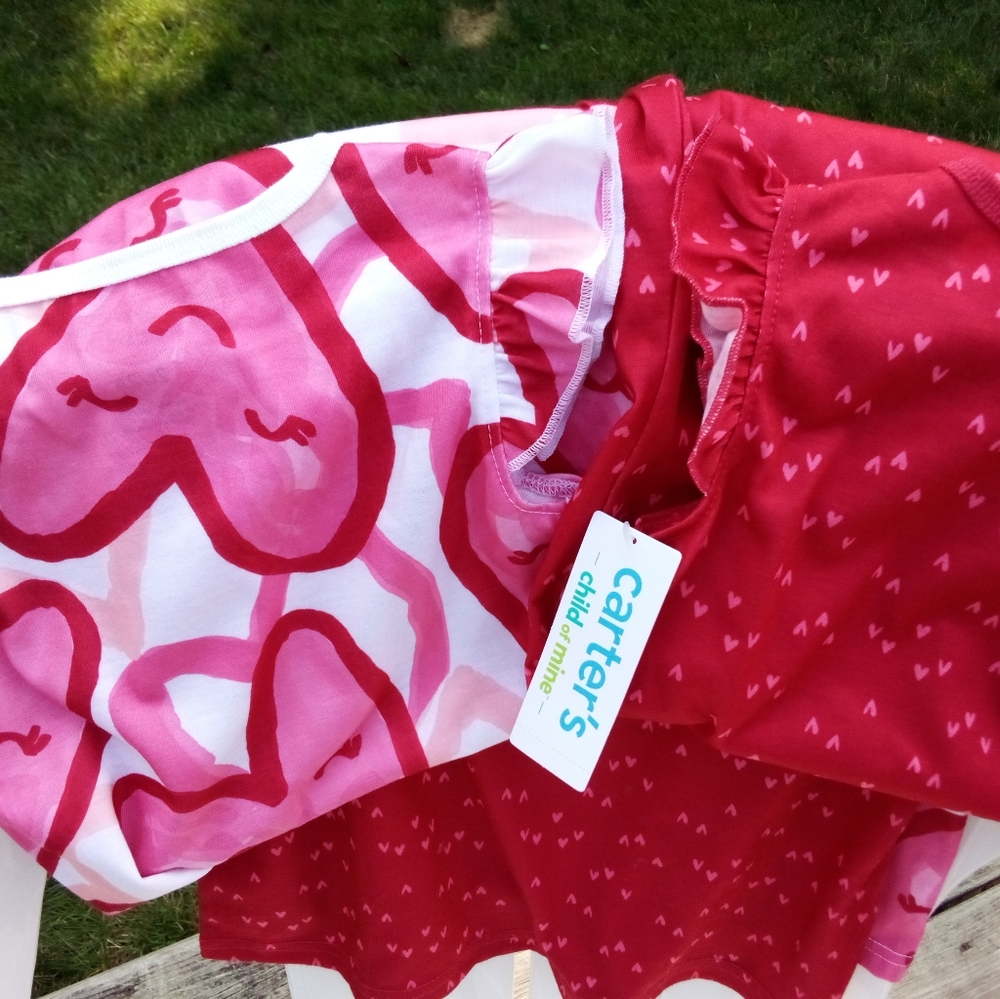 Toddler Girl Ruffled Hearts Nightgown 2-Pack Carter's Child of Mine Size 2T 2 T - Picture 5 of 8